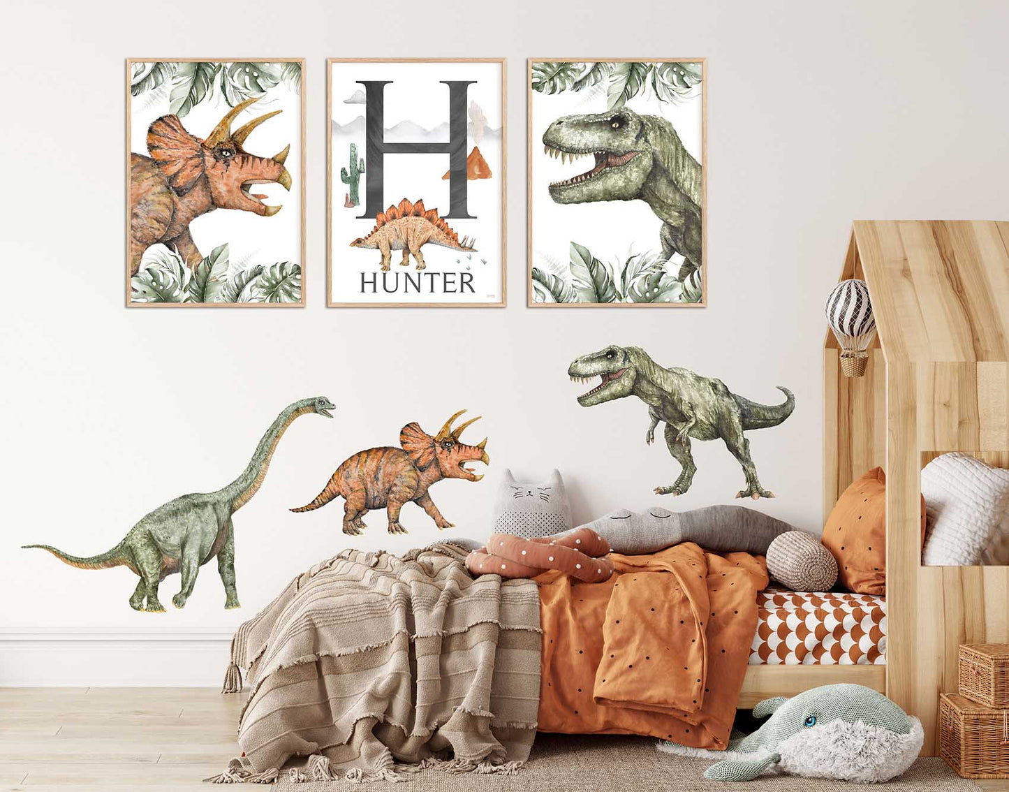 Pip+Phee Dinosaur Fabric Wall Decals - Trex, Triceratops & Brontosaurus