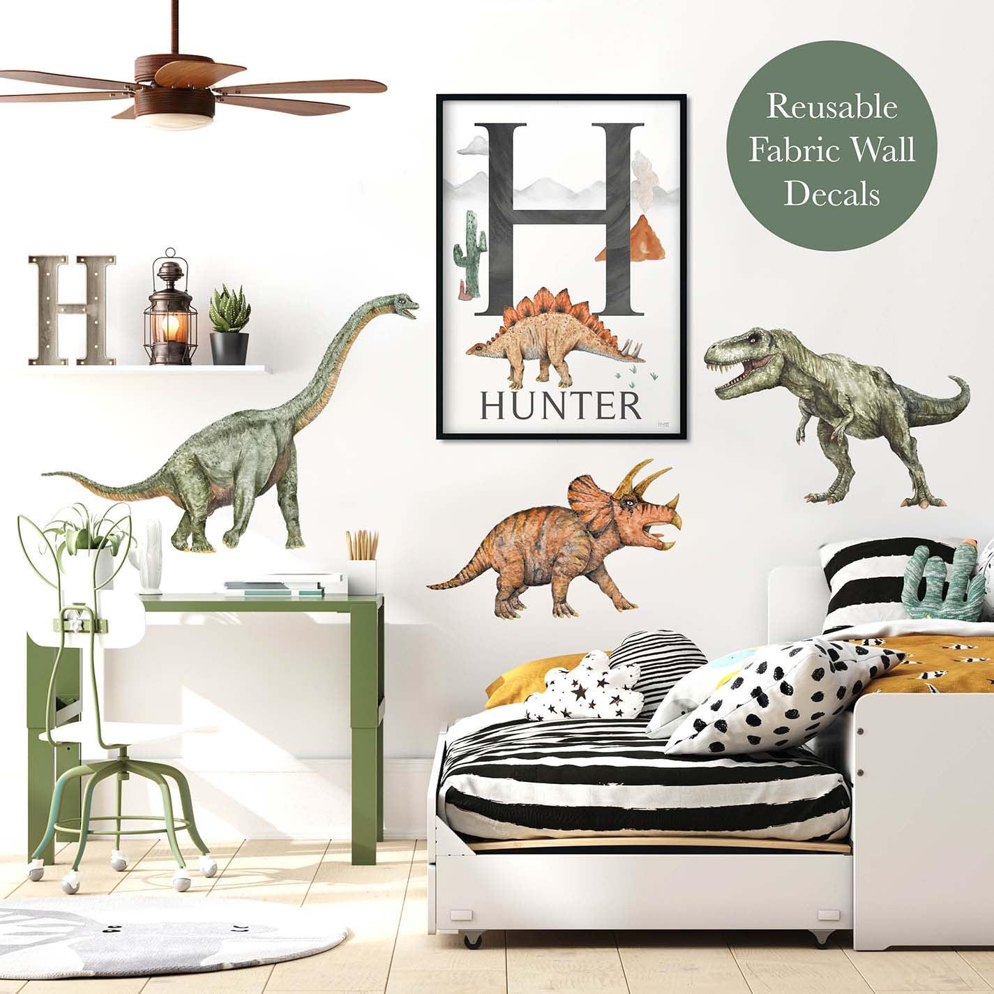 Pip+Phee Dinosaur Fabric Wall Decals - Trex, Triceratops & Brontosaurus