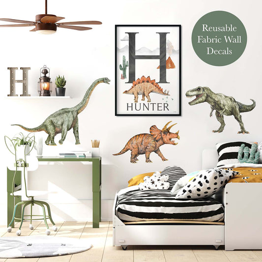 Pip+Phee Dinosaur Fabric Wall Decals - Trex, Triceratops & Brontosaurus