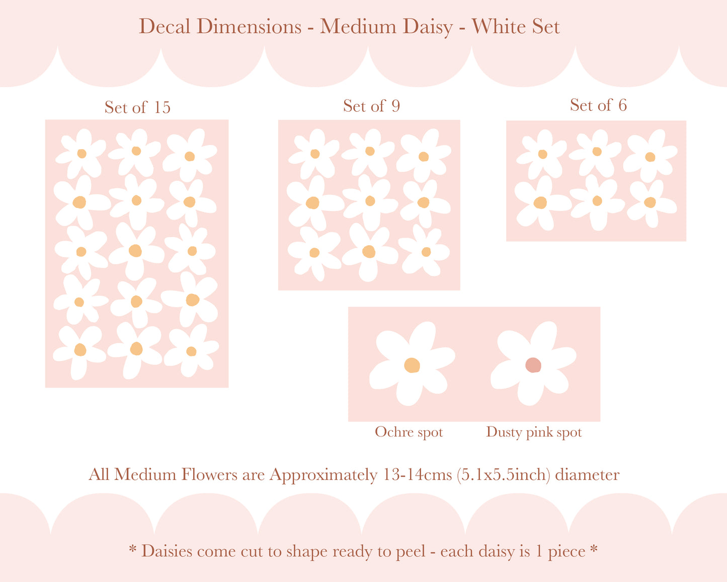 Pip+Phee Daisy Fabric Wall Decals - Medium Size - White Daisy Set