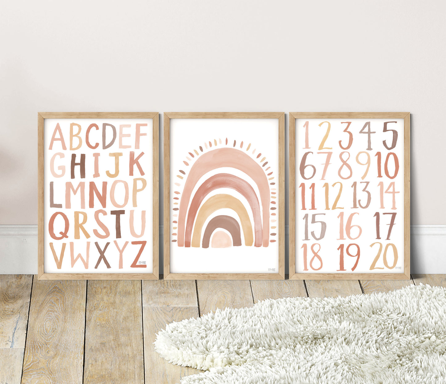 Pip+Phee Watercolour Block Alphabet Art Print - Neutral Sand