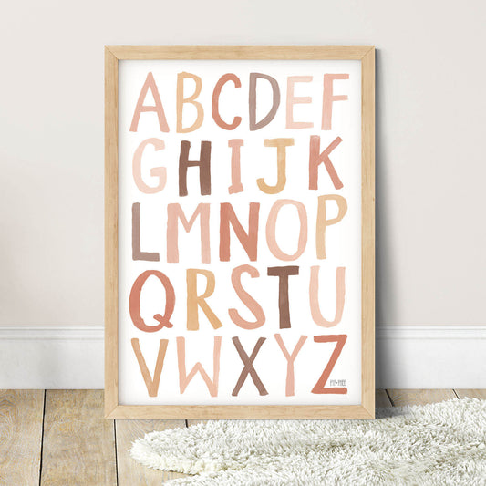 Pip+Phee Watercolour Block Alphabet Art Print - Neutral Sand