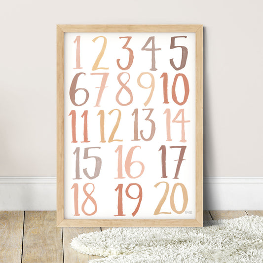 Pip+Phee Watercolour Block Numbers Art Print - Neutral Sand