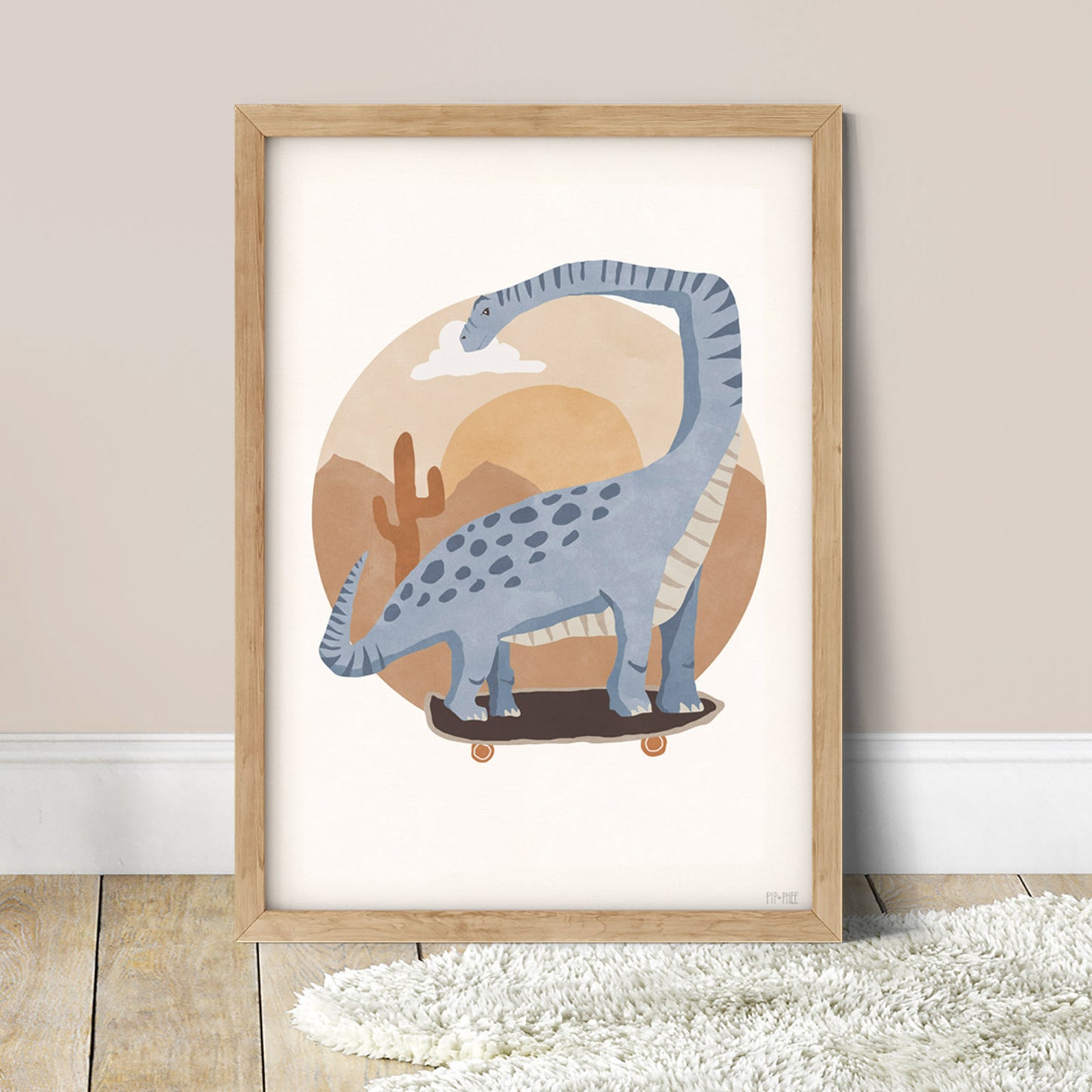 Pip+Phee Dino Riders Brontosaurus Art Print