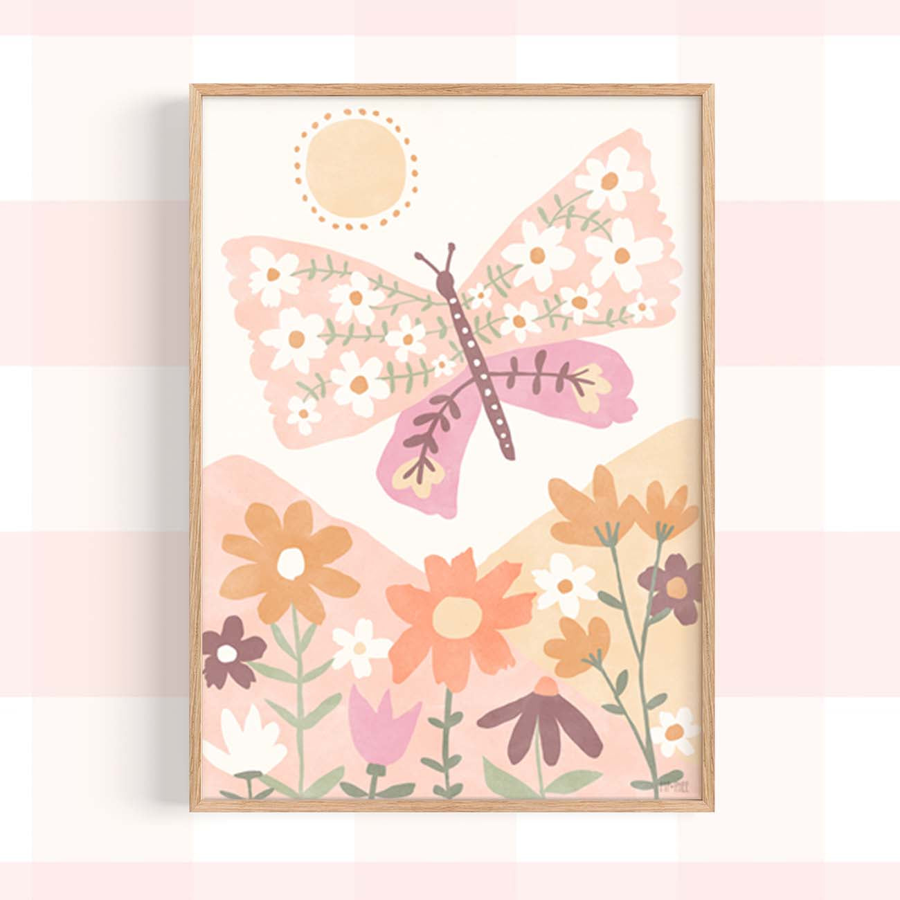 Pip+Phee Daisy Butterfly Art Print - Dusty Peach