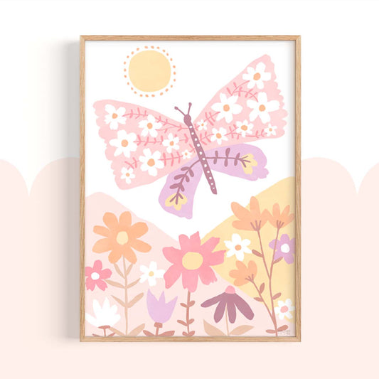 Pip+Phee Daisy Butterfly Art Print - Pastel