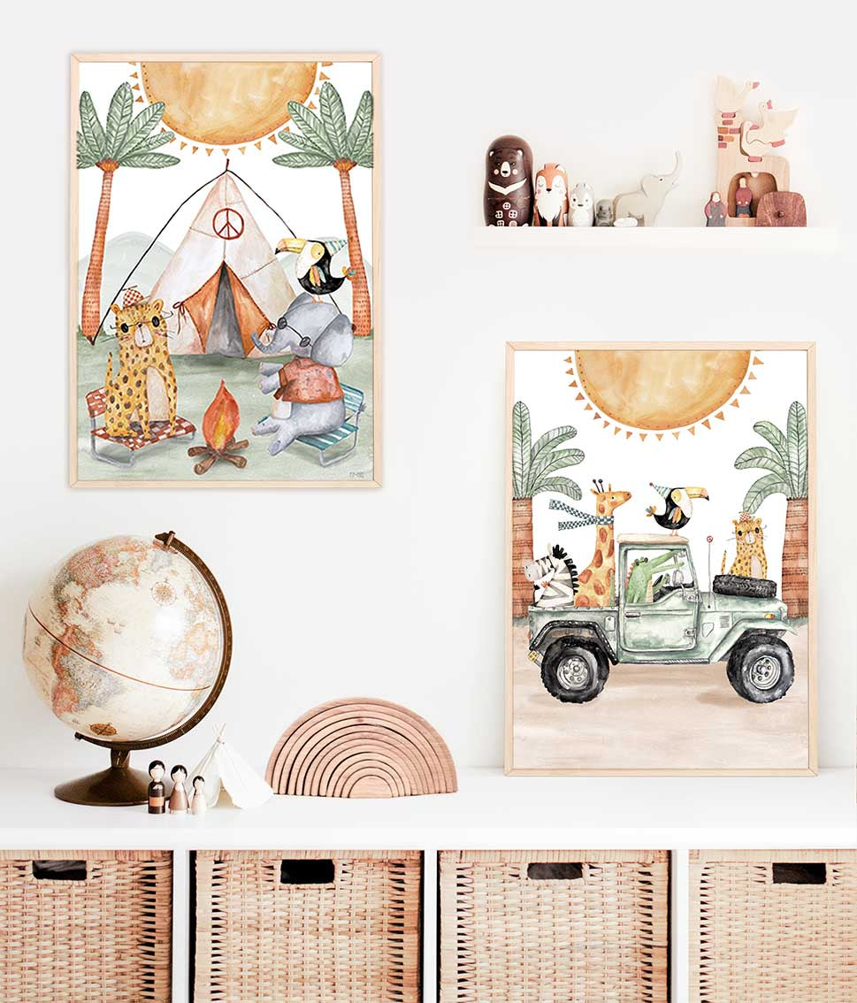 Pip+Phee Safari Camp Jungle Adventures Art Print - Portrait