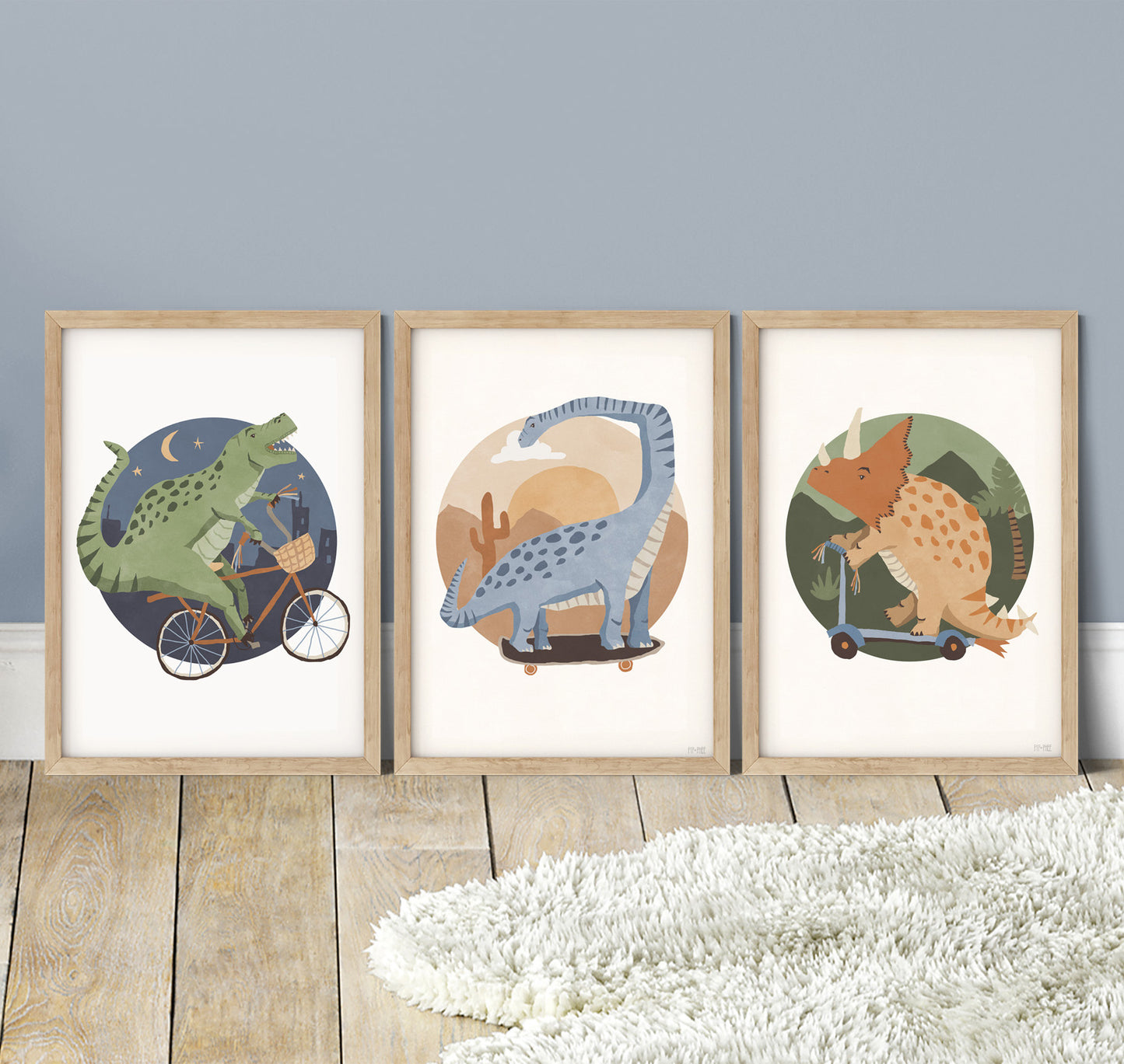 Pip+Phee Dino Riders Trex Art Print