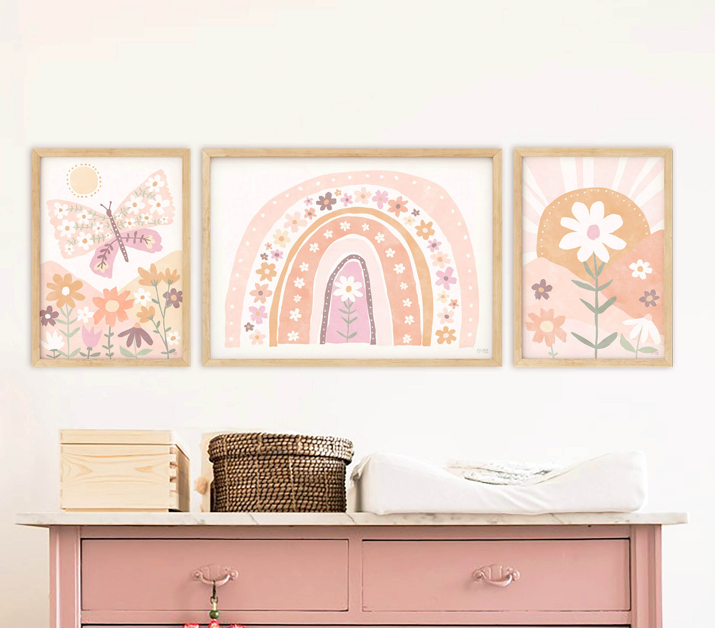 Pip+Phee Daisy Rainbow Art Print - Dusty Peach