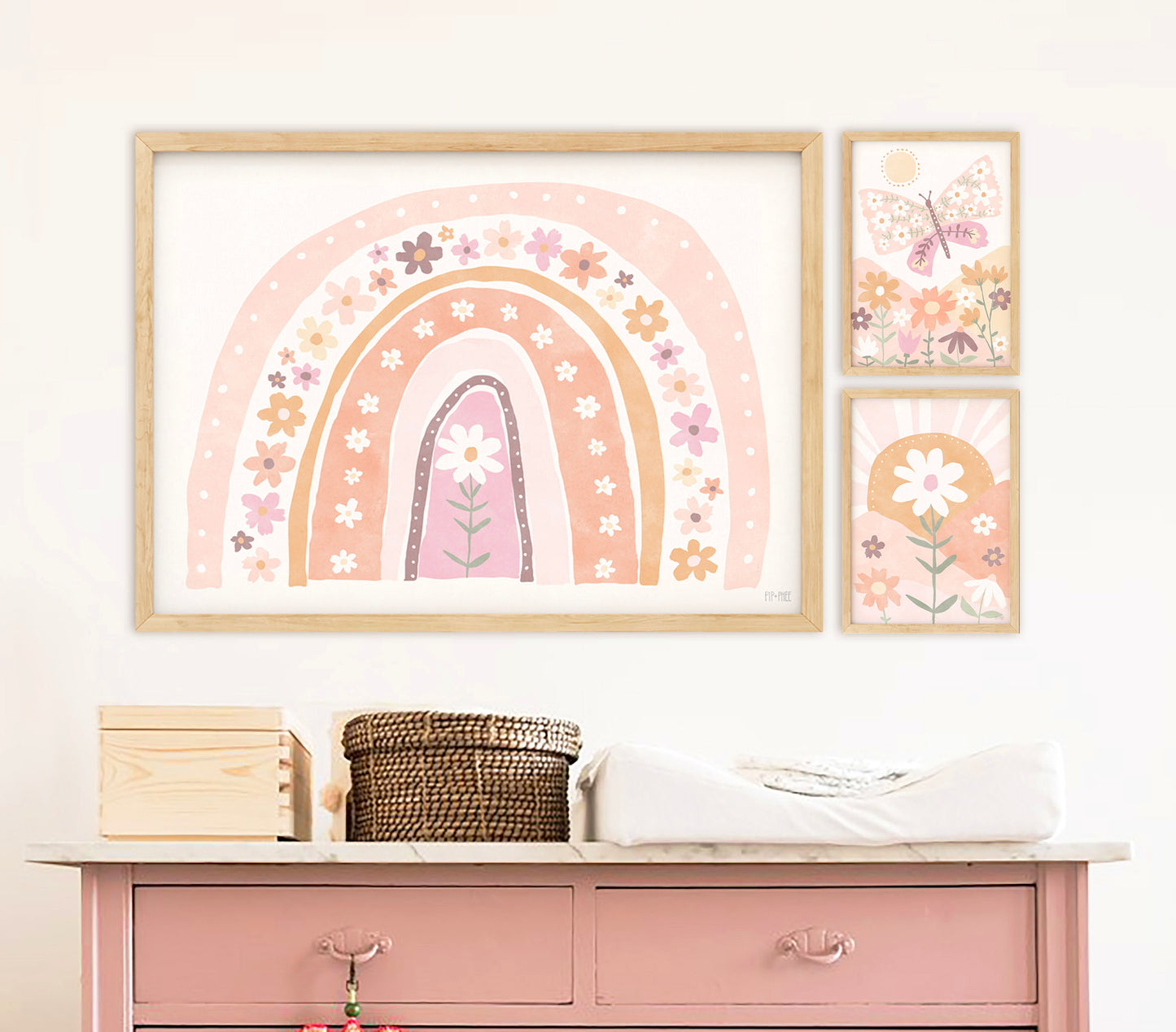 Pip+Phee Daisy Rainbow Art Print - Dusty Peach