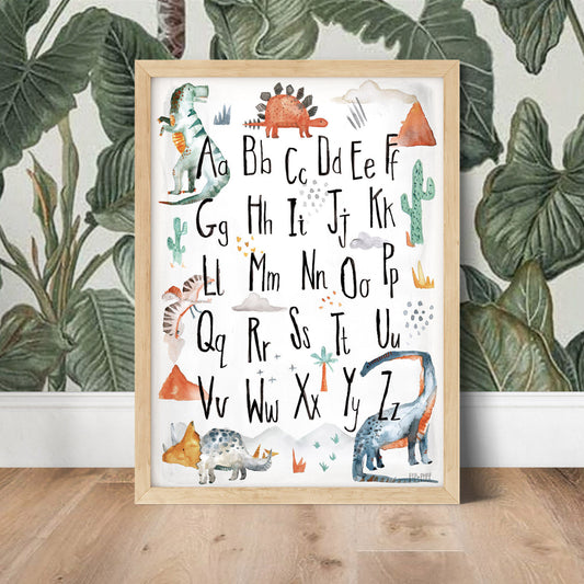Pip+Phee Dinosaur Alphabet Watercolour Art Print
