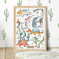 Pip+Phee Dinosaur Chart Watercolour Art Print