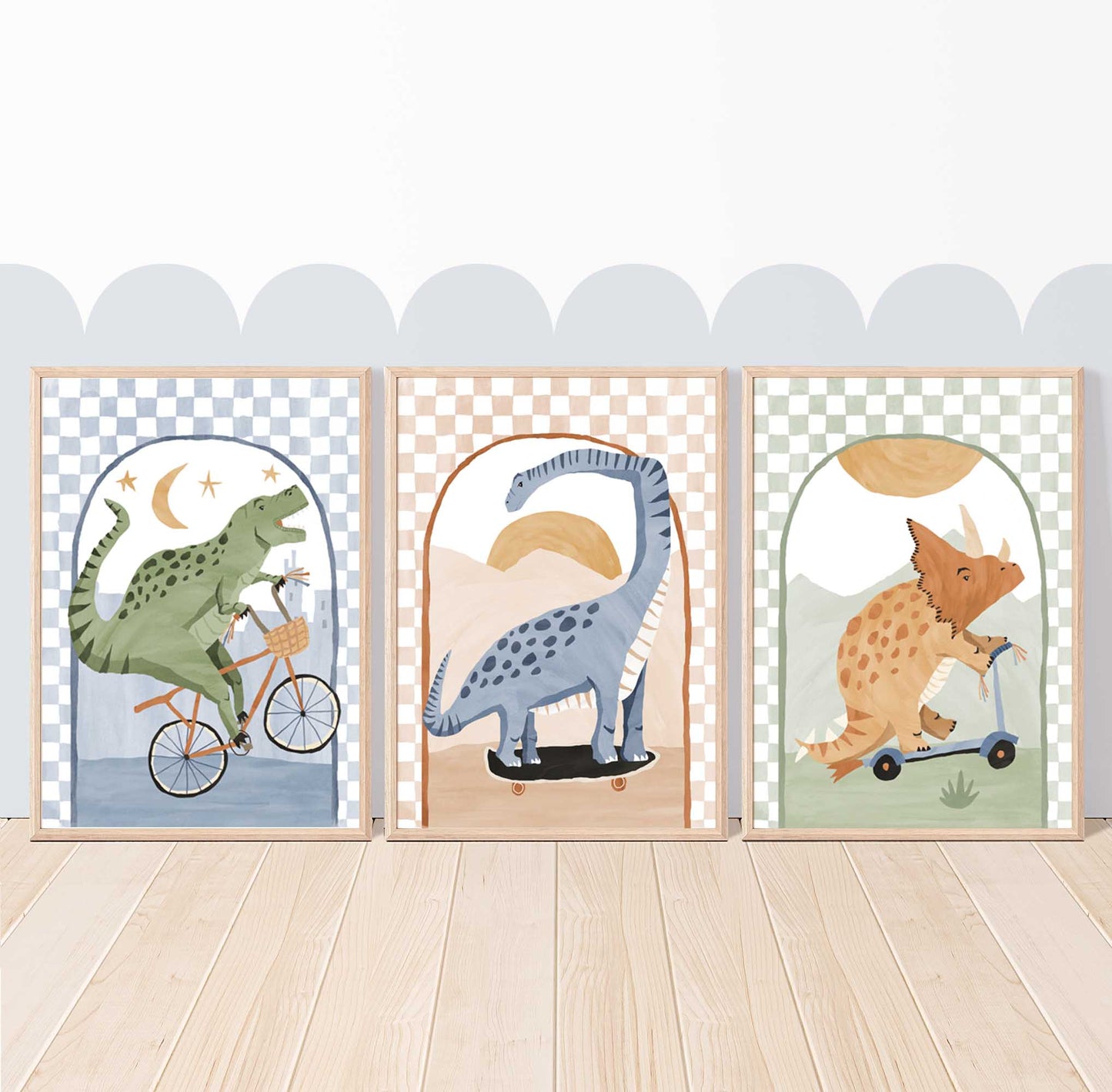 Pip+Phee Dino Riders Trex Arch Art Print