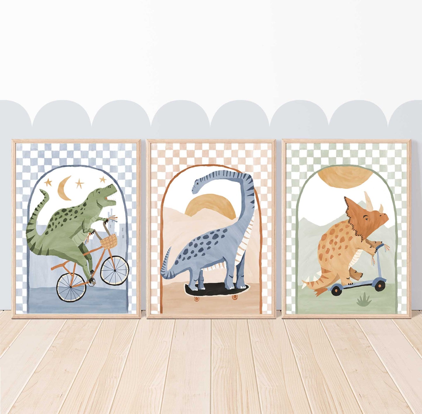 Pip+Phee Dino Riders Triceratops Arch Art Print
