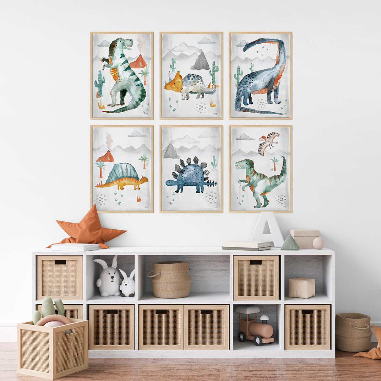 Pip+Phee Dinosaur Triceratops Watercolour Art Print