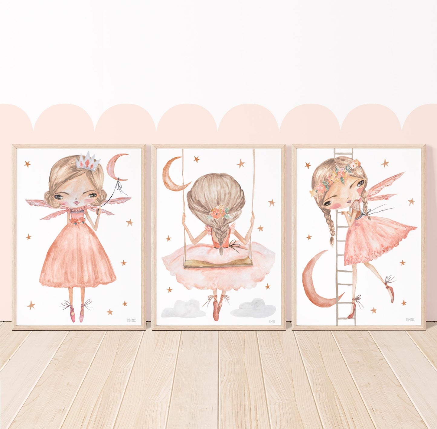 Pip+Phee Peach Moon Princess Swing Art Print