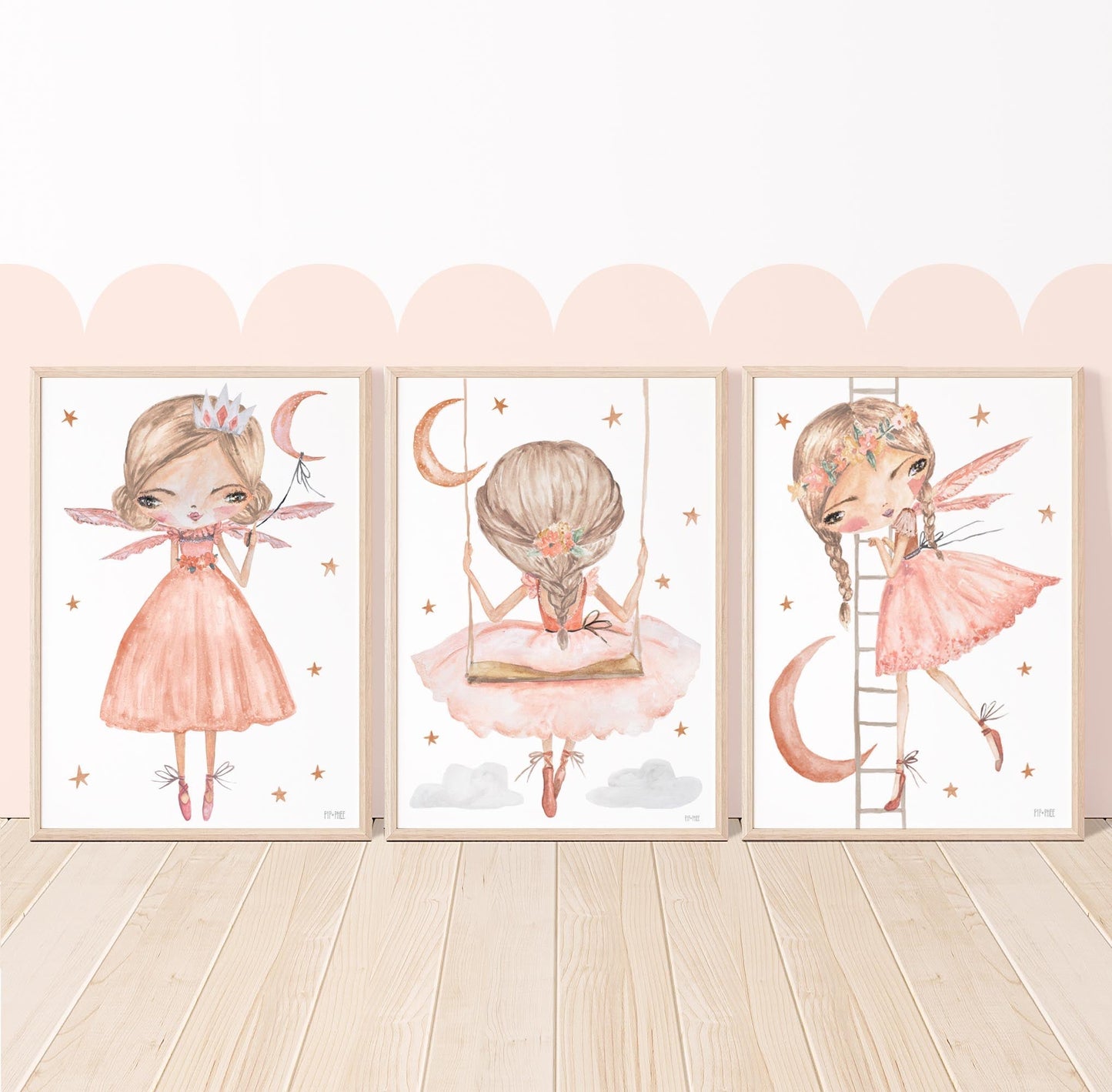Pip+Phee Peach Princess Moon Balloon Art Print