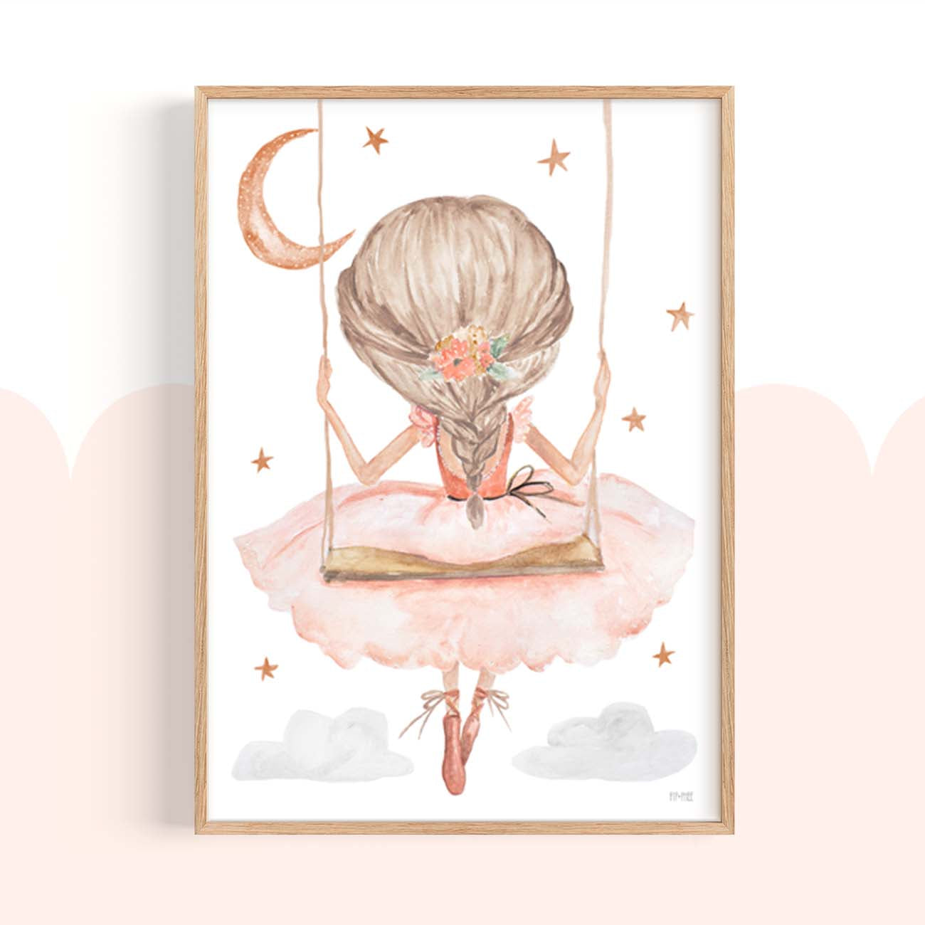 Pip+Phee Peach Moon Princess Swing Art Print