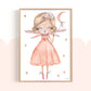 Pip+Phee Peach Princess Moon Balloon Art Print