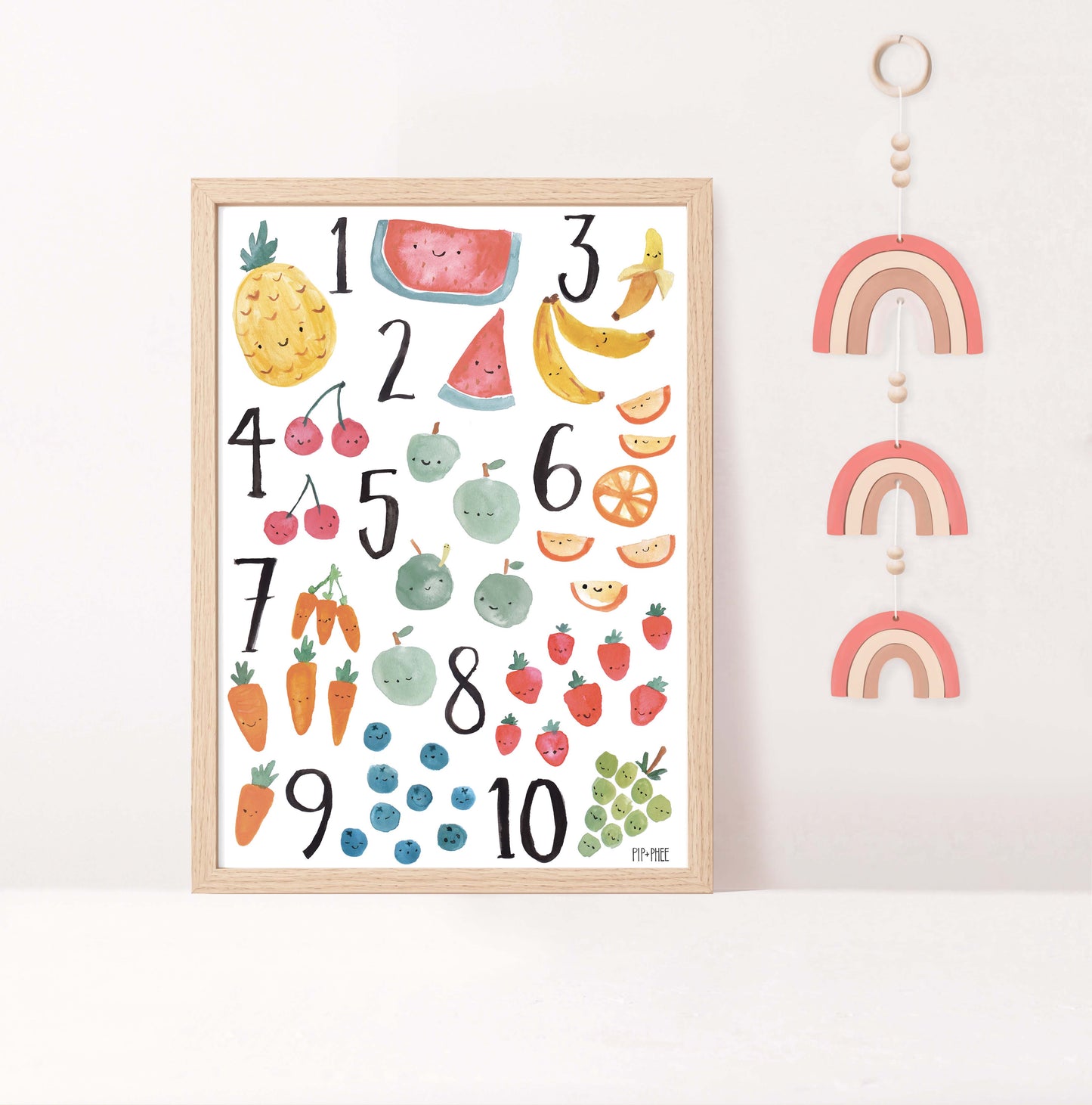 Pip+Phee Fruity Numbers Art Print