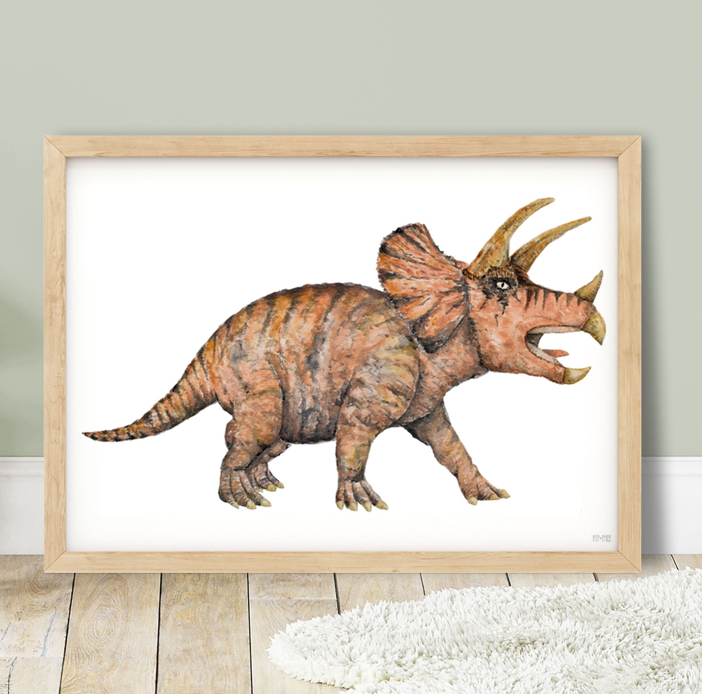Pip+Phee Jurassic Triceratops Art Print