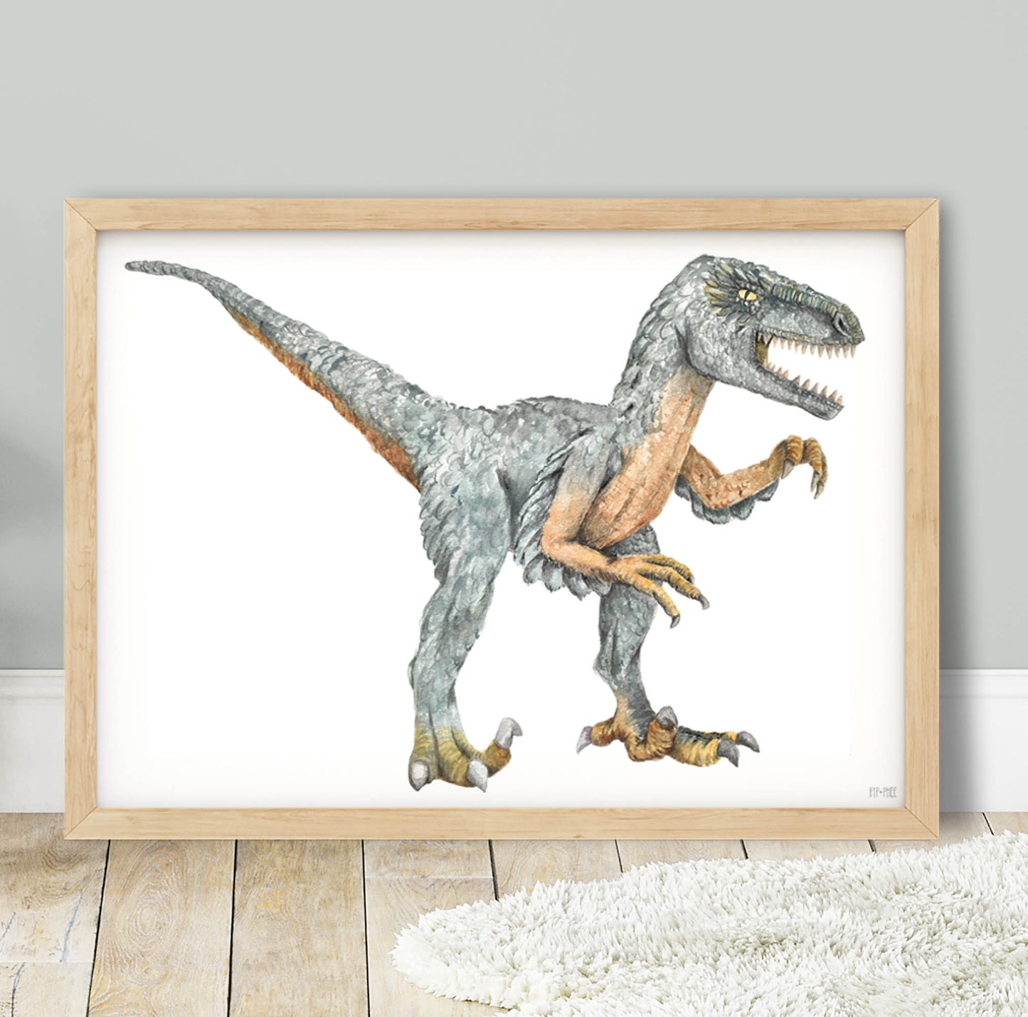 Pip+Phee Jurassic Velociraptor Art Print