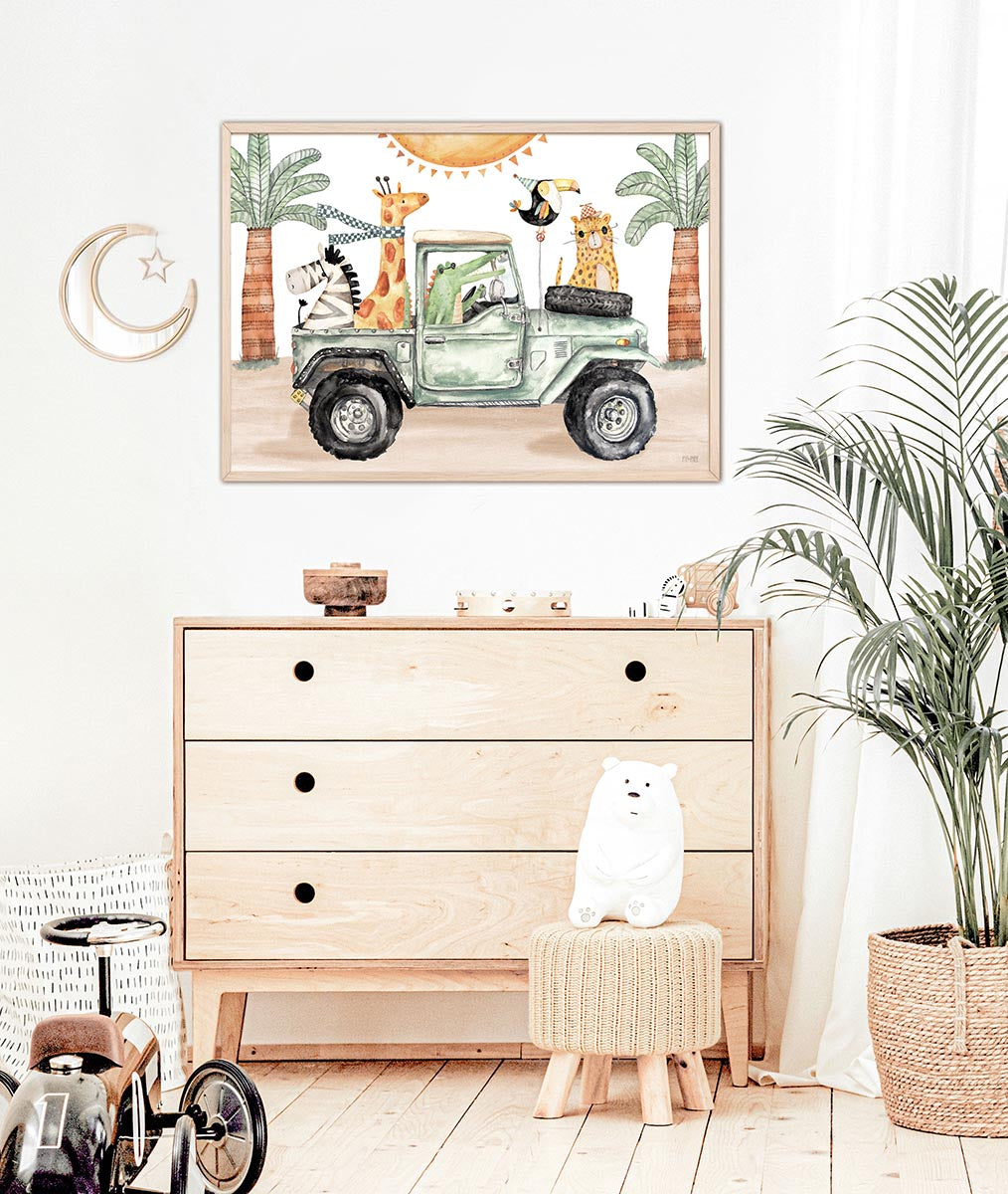 Pip+Phee Safari Jeep Jungle Adventures Art Print - Landscape