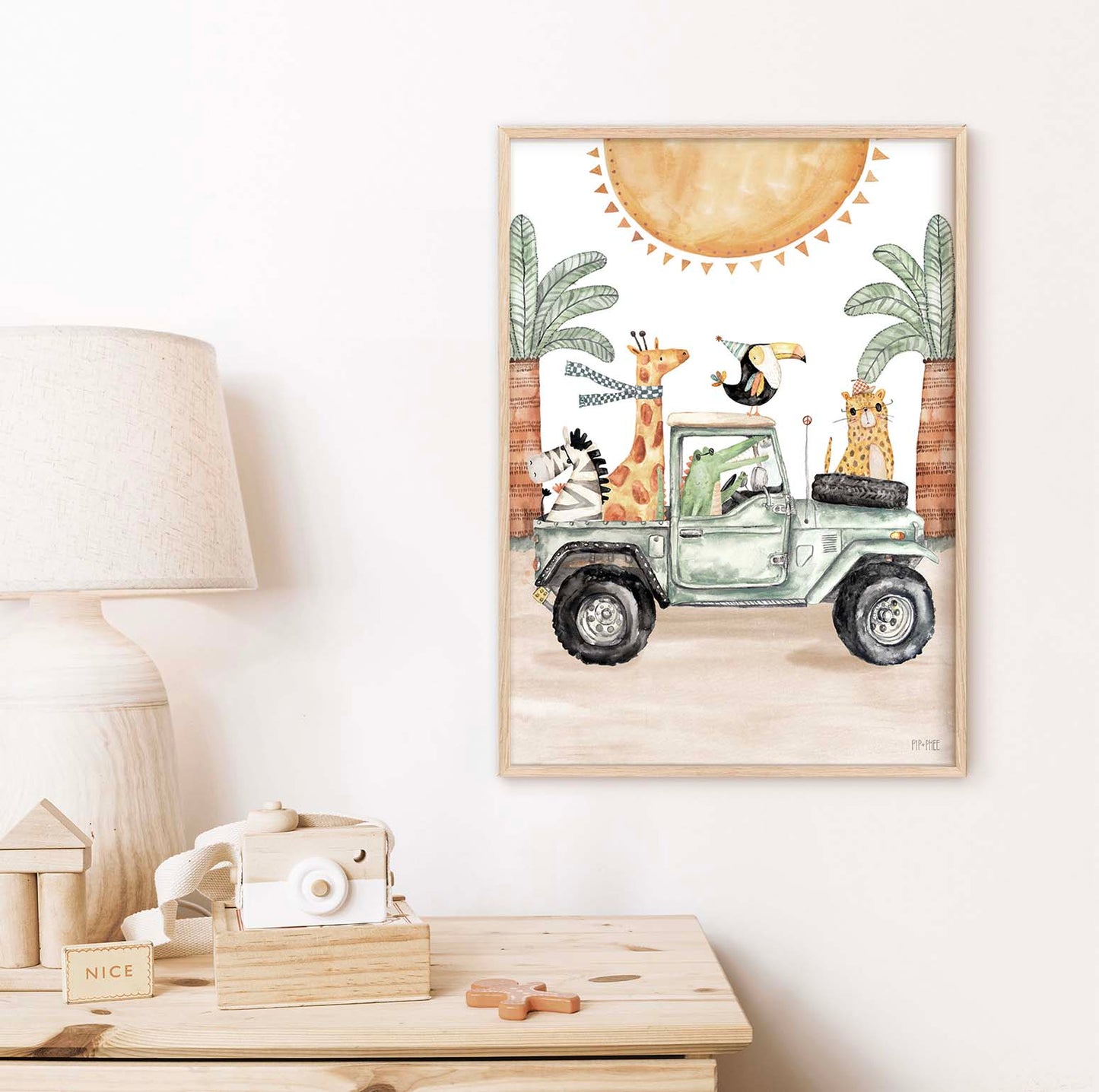 Pip+Phee Safari Jeep Jungle Adventures Art Print - Portrait