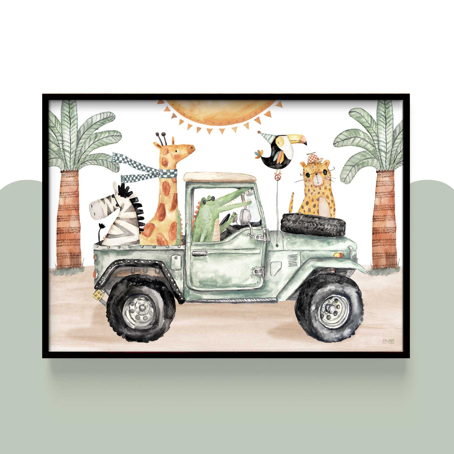 Pip+Phee Safari Jeep Jungle Adventures Art Print - Landscape