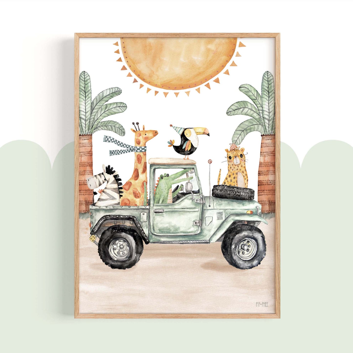 Pip+Phee Safari Jeep Jungle Adventures Art Print - Portrait