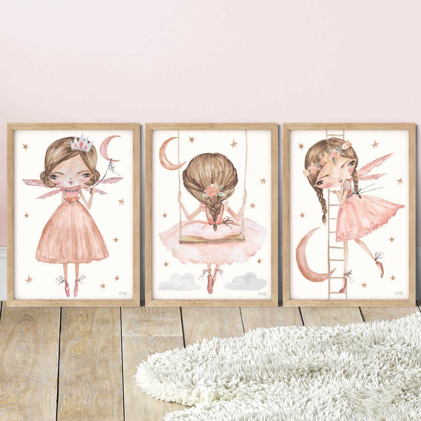 Pip+Phee Peach Princess Moon Balloon Art Print