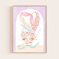 Pip+Phee Coral Mermaid Princess Art Print - Arch Background