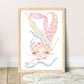 Pip+Phee Coral Mermaid Princess Dive Art Print - White Background