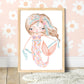 Pip+Phee Coral Mermaid Princess Vine Art Print - White Background