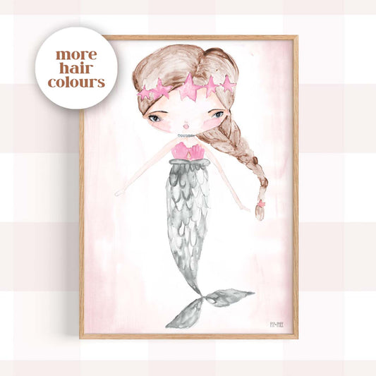 Pip+Phee Mermaid Art Print - Different Hair colours