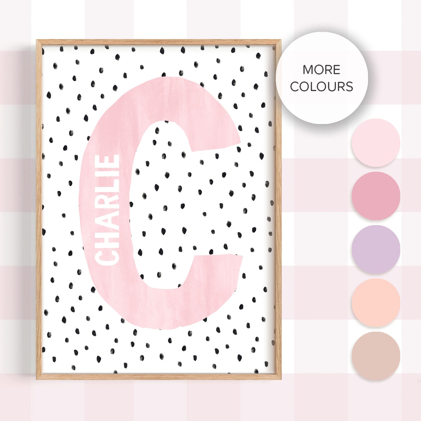 Pip+Phee Personalised Spot Name Art Print - Different colours to choose from