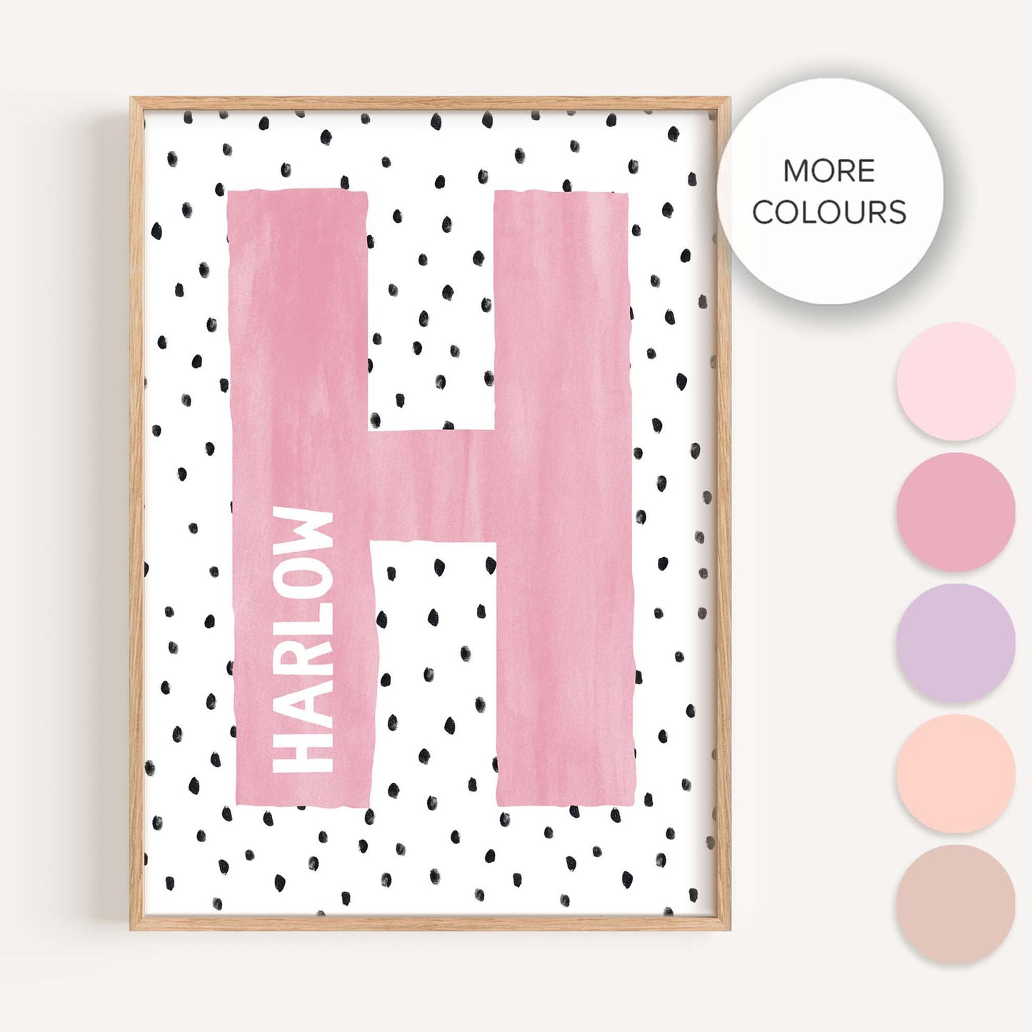 Pip+Phee Personalised Spot Name Art Print - Different colours to choose from