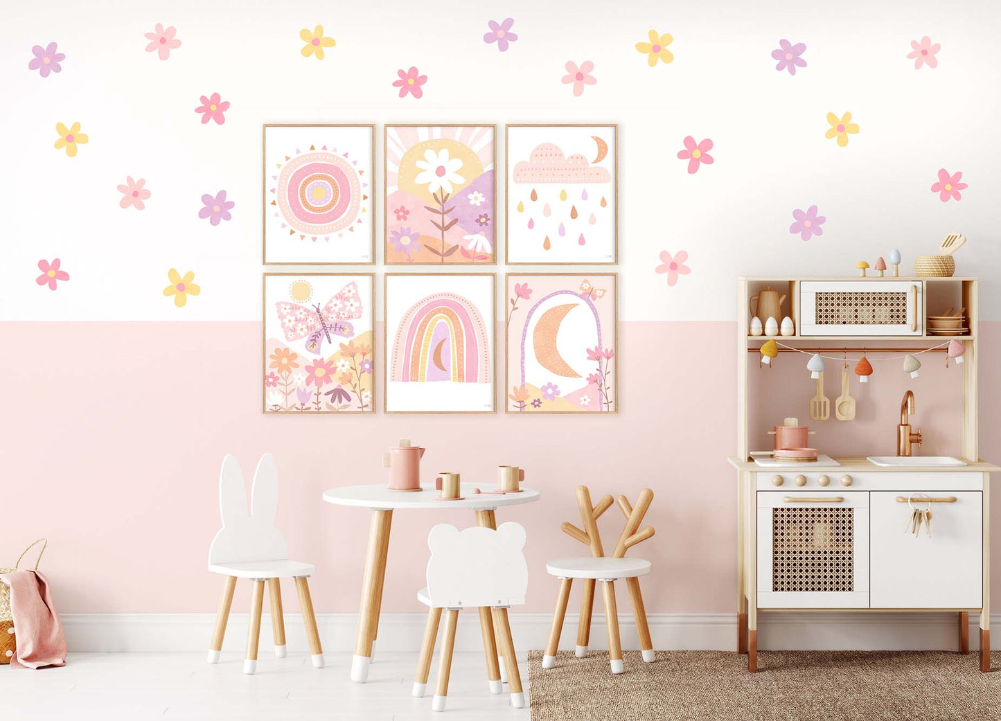 Pip+Phee Daisy Fabric Wall Decals - Small Size - Pastel Colours