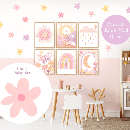 Pip+Phee Daisy Fabric Wall Decals - Small Size - Pastel Colours