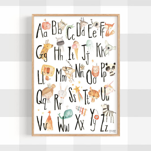 Pip+Phee Watercolour Picture Alphabet Art Print