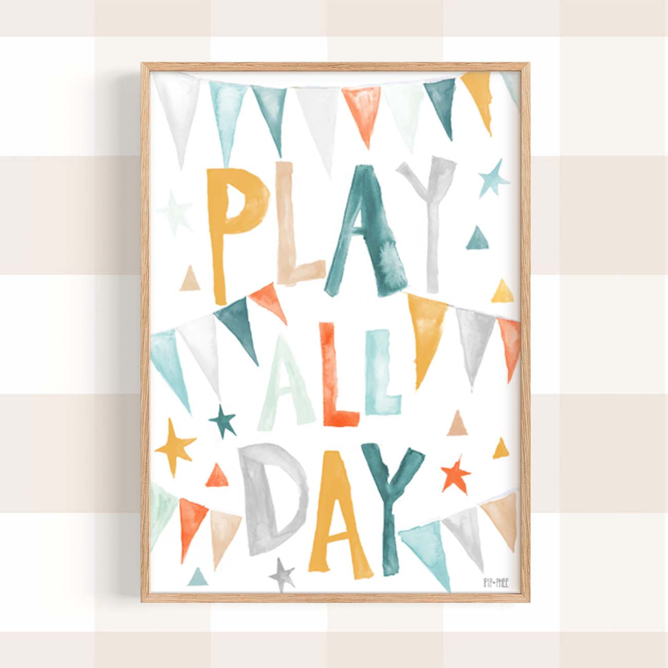 Pip+Phee Play All Day Art Print - Teal Rust