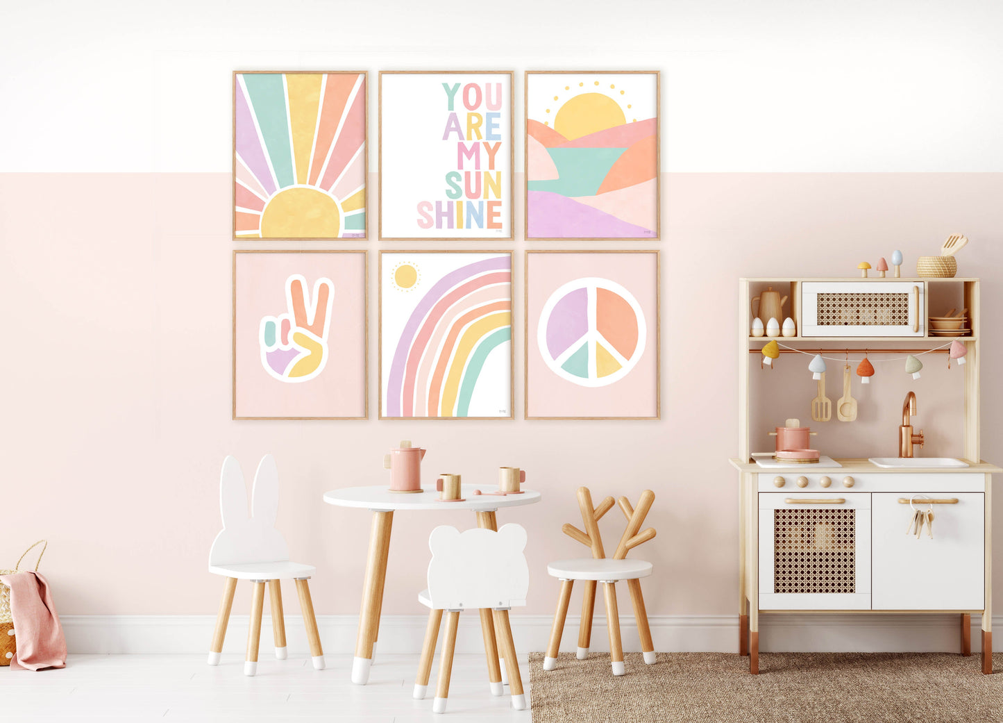 Pip+Phee Rainbow Peace Hand Art Print - Pastels