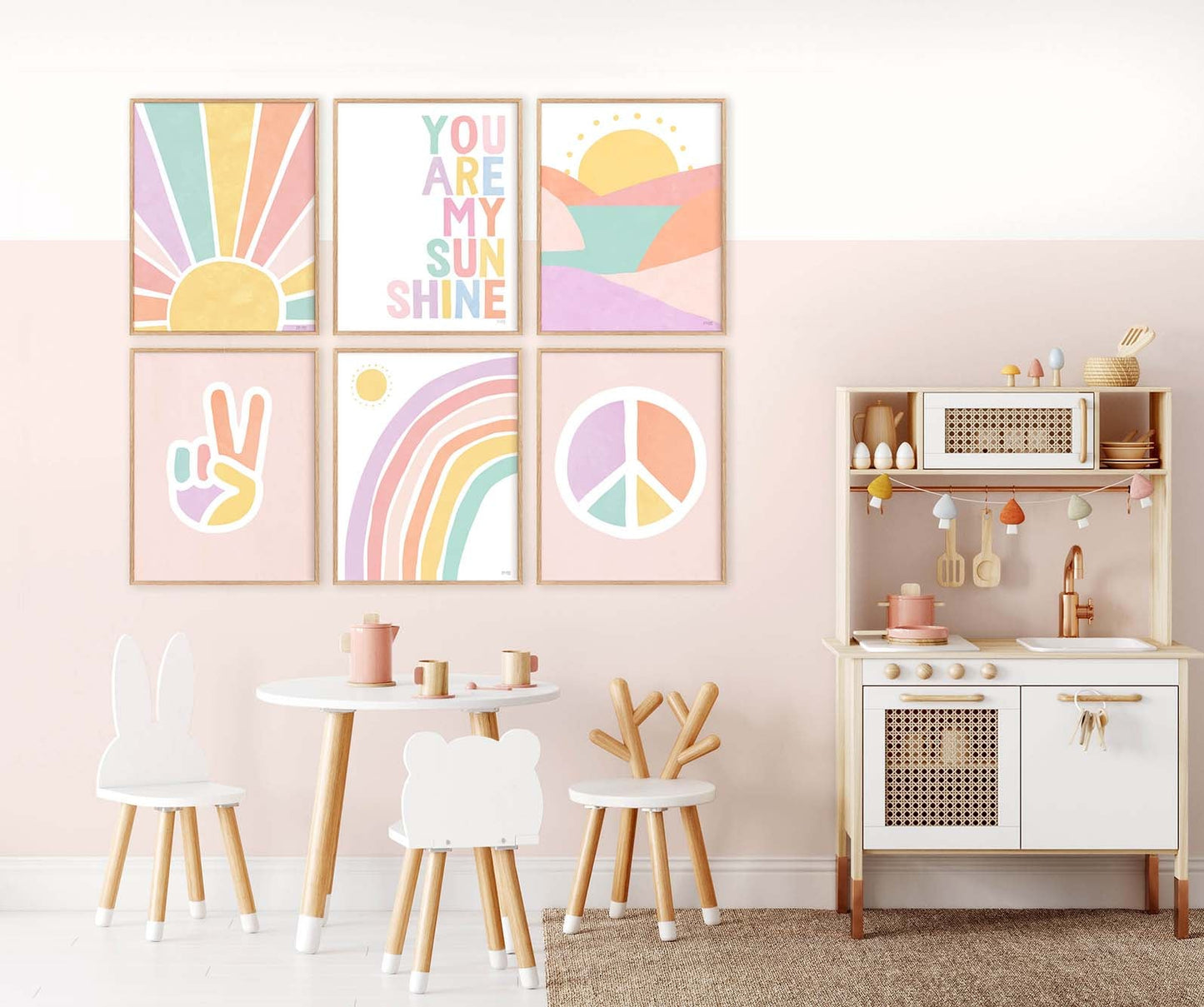 Pip+Phee Rainbow Peace Hand Art Print - Pastels