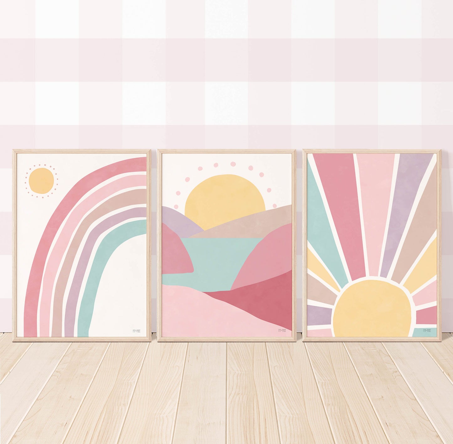 Pip+Phee Sunny Days Rainbow Art Print - Dusty Pink