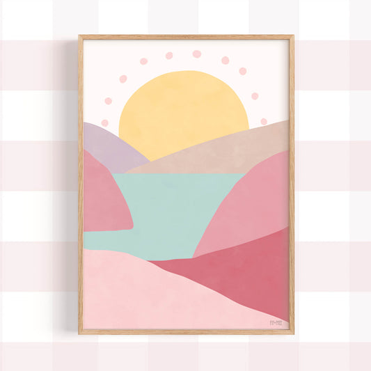 Pip+Phee Sunny Days Mountain Art Print - Dusty Pink