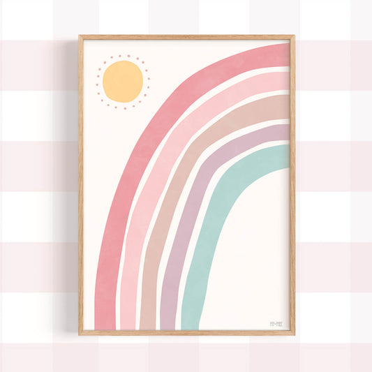 Pip+Phee Sunny Days Rainbow Art Print - Dusty Pink