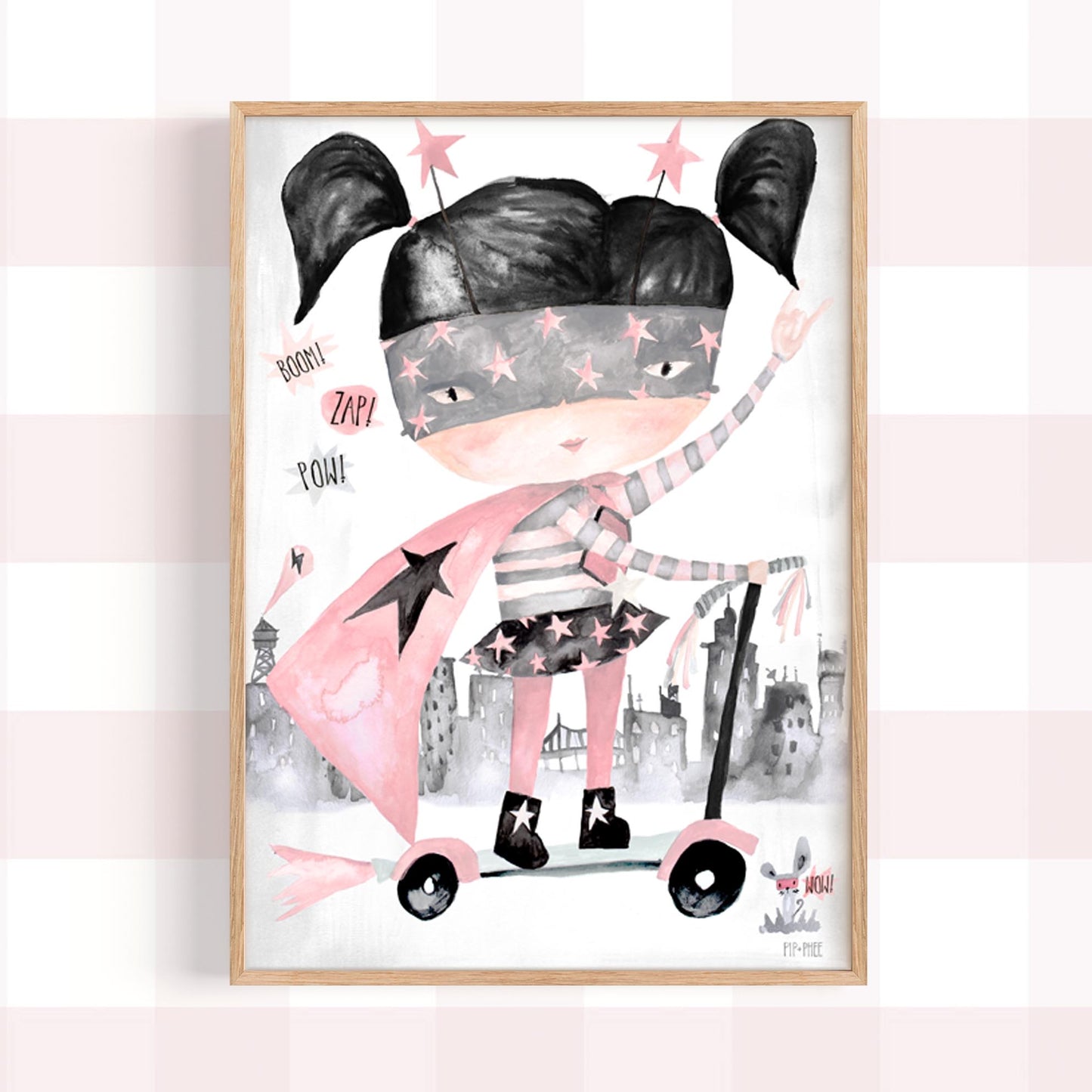 Pip+Phee Supergirl hero Art Print