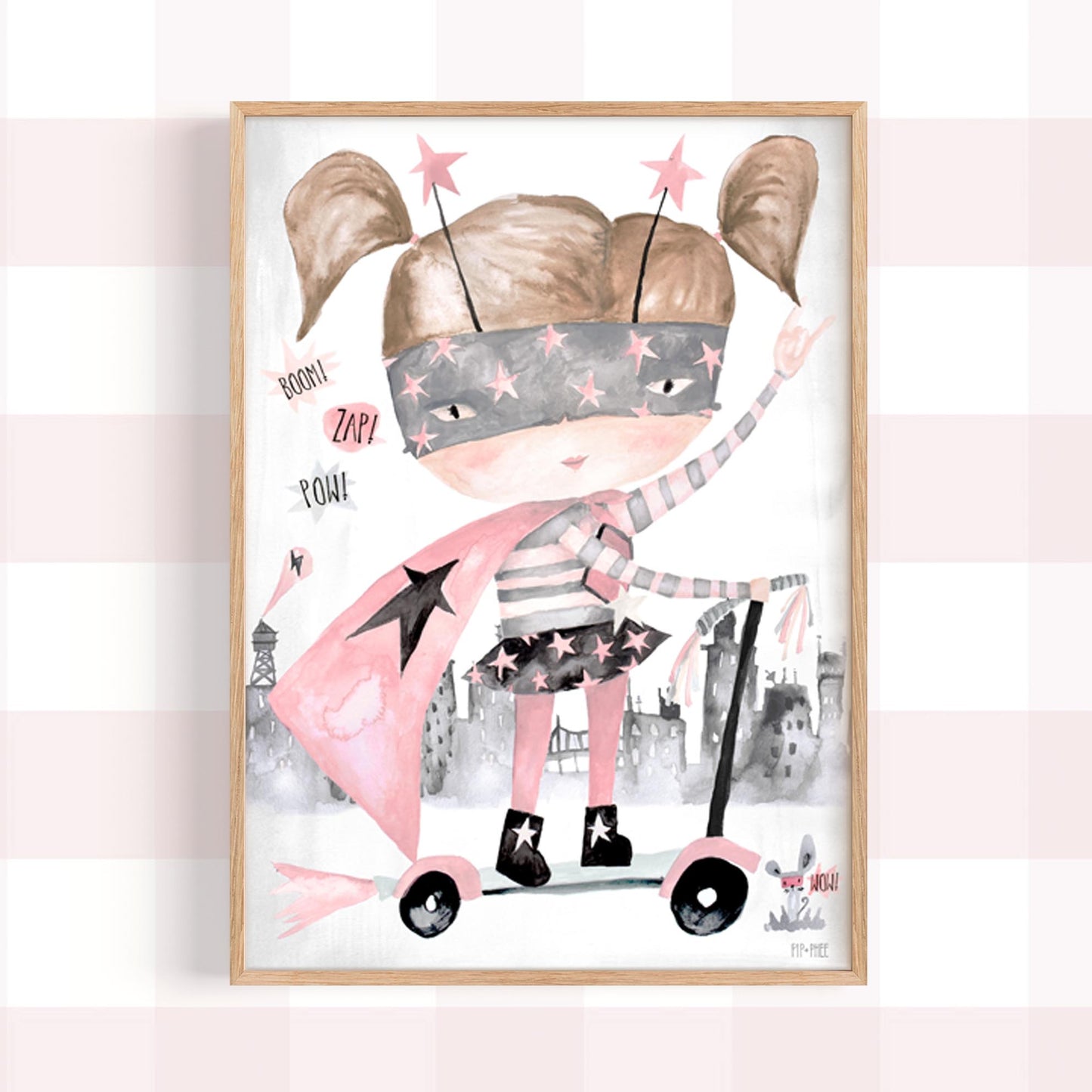 Pip+Phee Supergirl hero Art Print