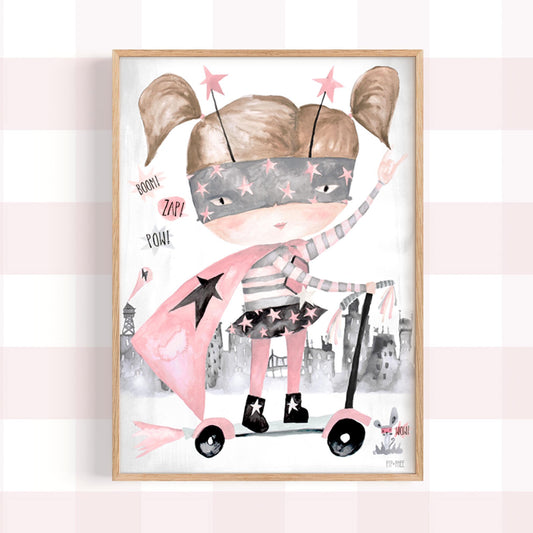 Pip+Phee Supergirl hero Art Print