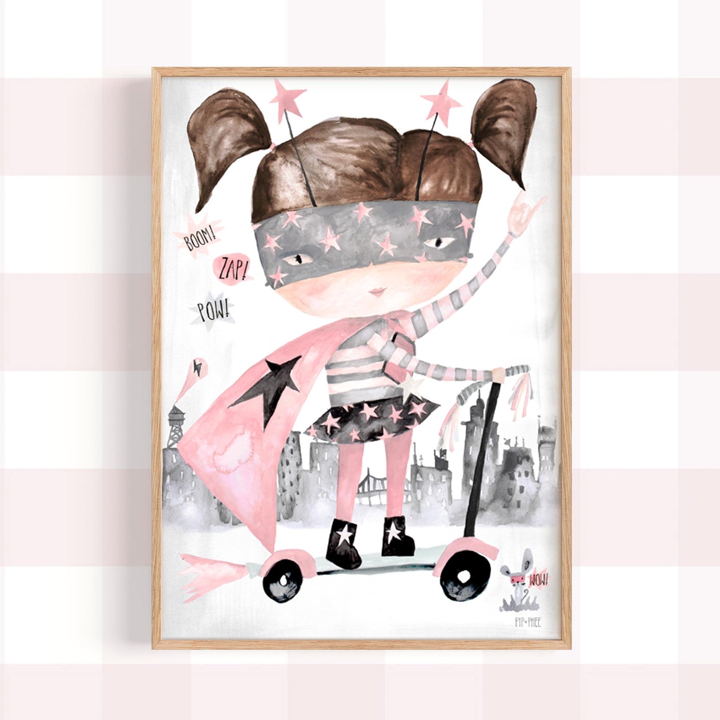 Pip+Phee Supergirl hero Art Print